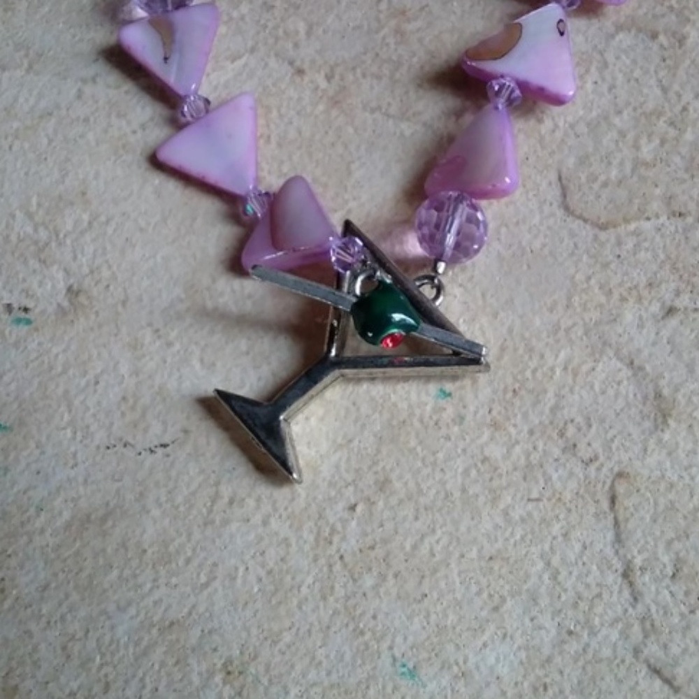 Home made Martini clasp Necklace & earrings-MOP